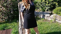 Horny housewife playing in her garden