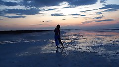 Sunset in light blue-gray tone Seminude