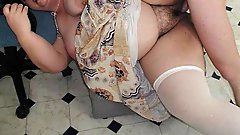 Oiled soles of cute girl with size 7 feet ready for action