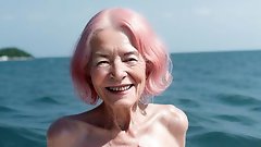 Aged lady having hairy vagina