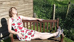 Naughty british housewife playing in her garden